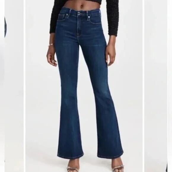Good American Good Flare High Rise Stretch Jeans Blue 8 / 29 - Picture 1 of 10